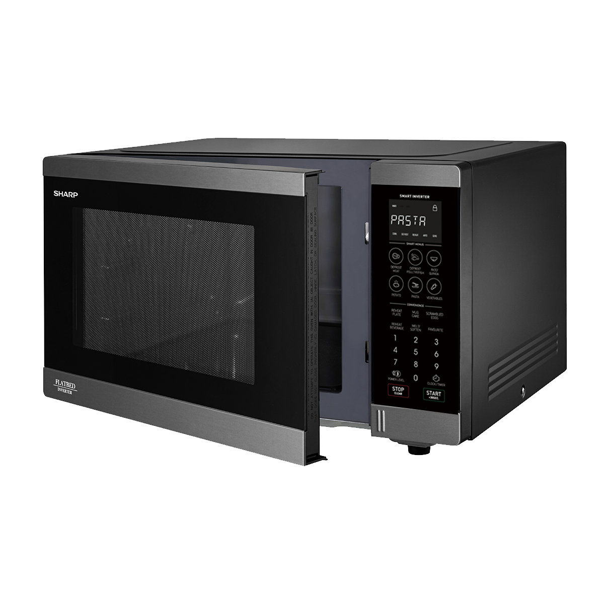Flatbed Microwave 1200W - Black Stainless Steel